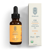 HempLucid Full-Spectrum CBD USDA Organic Tincture with Hemp Seed Oil, natural flavor, 70mg per serving, 2100mg total in a dropper bottle beside its white packaging.