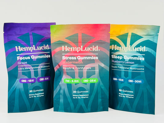 Focus Sleep Stress - Herb & Mushroom CBN THC CBG CBD Gummies
