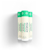 Three HempLucid Peppermint Full-Spectrum CBD Lip Balms displayed side by side, emphasizing the natural, therapeutic qualities of the product with clean and vibrant packaging.